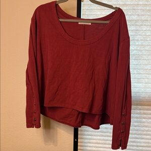 Women's Red Long Sleeve Crop Top